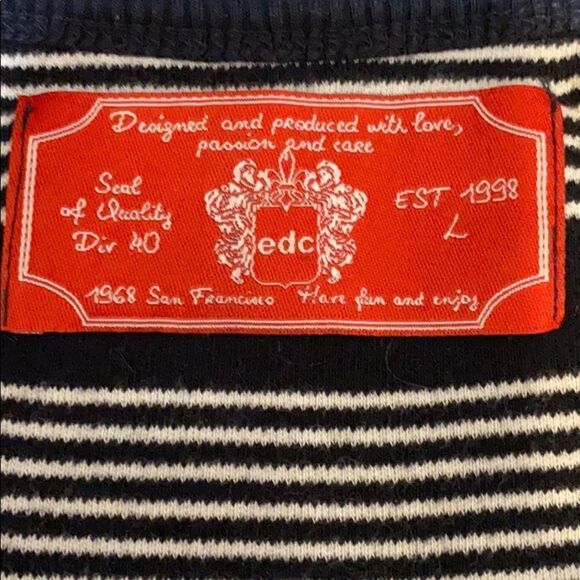 ESPRIT Blue White Striped Top Short Sweater 3/4 Sleeves Scoop neck L - Picture 5 of 6